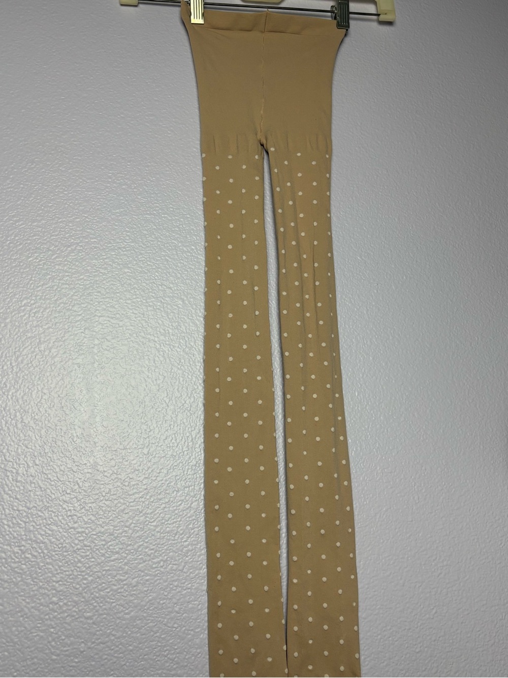 Vintage Polka Dot Textured Tights - Tan